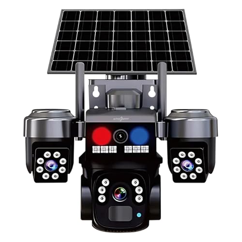 Image of Active Pixel 4G Solar Powered 4MP CCTV Camera with 2+1 Lens | PTZ 360 Wireless Outdoor Security Camera | Motion Detection, SIM Card Slot, 2-Way Audio, IP66 Waterproof - H12