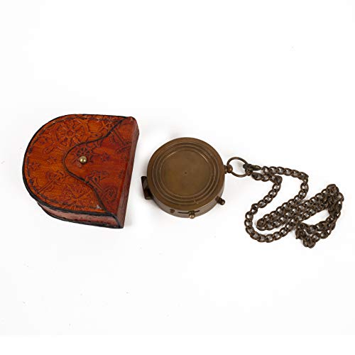 Bussola in ottone anticato con custodia in pelle