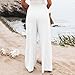 AQAYL Wide Leg Womens Linen Pants High Waisted Straight Palazzo Pants Breathable Vacation Summer Lounge Casual Trousers White