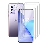 UZWZW (3+3) For OnePlus 9 5G (6.55') (3 Pack) Tempered Glass Screen Protector and (3 Pack) Camera Lens Protector, 9H Hardness, 2.5D, Anti Scratch, HD Clear