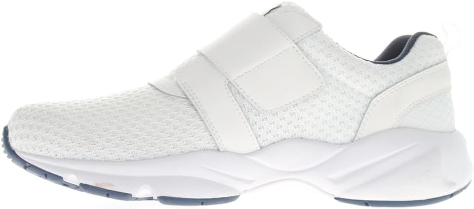 Propét Men's Stability X Strap Lightweight Knit Mesh Athletic Shoe White/Navy 17 Medium US
