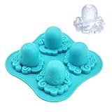 Utiliza esta bandeja de hielo para hacer 4 cubitos de hielo en forma de pulpo al mismo tiempo.