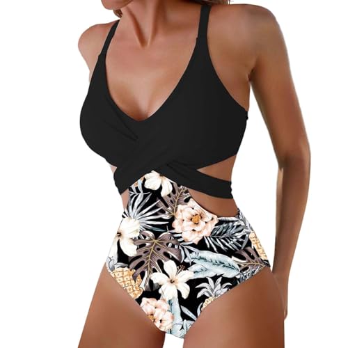 Kiduoua Bañador Mujer Reductor Barriga Baño Una Pieza Bañador Reductores con Cuello en V Ropa de Baño Cordones Monokini Reductores Barriga 1