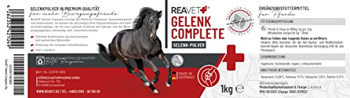 ReaVET Gelenk Complete 1kg, Gelenkpulver Pferd – Natürlicher Gelenke-Komplex für Mobilität, Bewegungsfreude & Vitalität mit Teufelskralle und Ingwer, Unterstützung der Gelenke & Gelenkfunktion