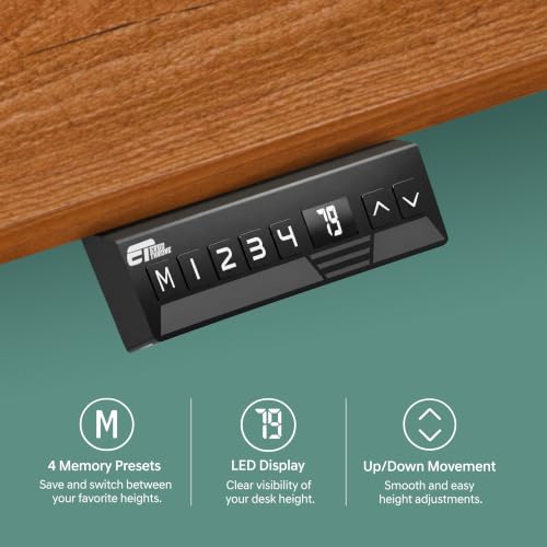 Image of V ONE Electric Standing Desk with One-Piece Solid Top | Heavy Duty Height Adjustable Computer Desk | 3 Memory Preset | 5 Year Warranty | for Home Office (Grenade Pine, 120 * 60 CM)