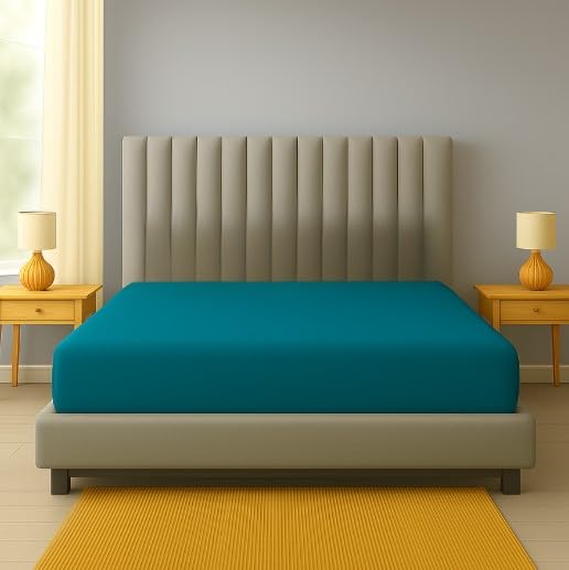 Fitted Sheet Extra Deep 16"/40CM PolyCotton EasyCare Percale Deep Pocket Fitted Bed Sheets (King, Teal)
