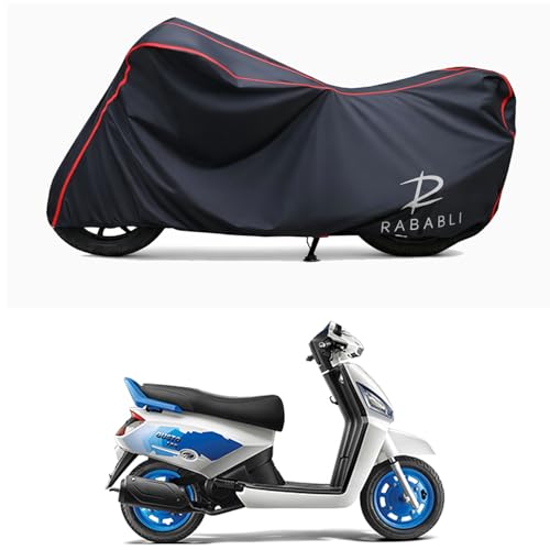 Image of Waterproof Bike Body Cover Compatible for | Mahindra Gusto VX BS6 | Taffeta Fabric, Red Piping Design, Bottom Elastic Fit | Dustproof, Sun UV & Rain Protection for All Bikes