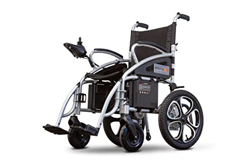 Deluxe Monarch Folding Electric Wheelchair – Easy Fold For Portable Travel Fits In Car Trunk – Strong Aluminum Frame & 16” Rear Wheels For Comfort & Versatility 12 Miles On A Single Battery Charge #TOP1