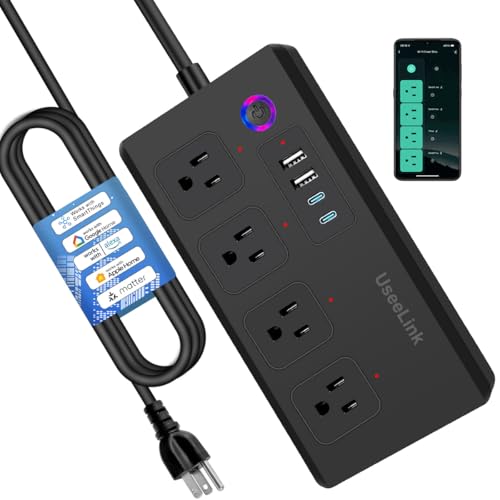 ZigBee Smart Power Strip Surge Protector Smart Fast Charge 4 Individually Controlled Outlets Compatible with Alexa Google Home Phiilps HUE Black