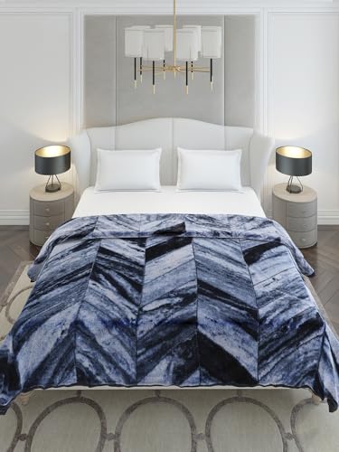 Image of Monte Carlo Double Bed Heavy Winter Blanket Denny 1 Ply PVC Pack 600 GSM | 3.2 KG (240x220 CM), Royal Blue