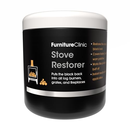 Comparison: Best Stove Polish For Cast Iron Stoves 6 Furniture Clinic Stove Restorer | Matte Black High Heat Paint | Restores and Protects Cast Iron | For use on Log Burners, Grates, & Fireplaces | 8.5oz / 250ml