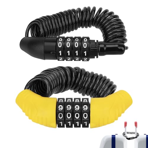 HannaFires 4-Digit Combination Cable Lock, Set of 2 – Portable Travel & Bike Security Lock, 4.59ft(1.4m) Resettable Cable for Luggage, Suitcase, Backpack