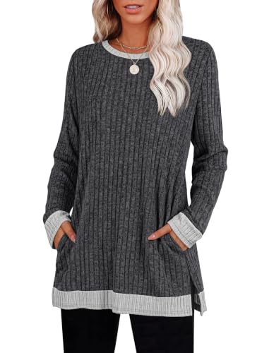 Image of Sampeel Long Sleeve Shirts for Women Tunic Sweaters Fall Fashion Outfits | Sweaters for Women, Early Fall Fashion Must Haves 2026, Long Tunic Tops, Vacation Outfits, Autumn, Plus Size Blouses