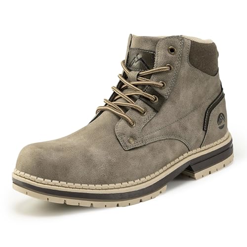 CC-Los Men's Hiking Boots Casual Chukka Boots Water-Resistant Work Ankle Boots for Men Grey Size 11-11.5