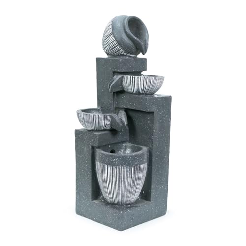 ValueLights | Solar Powered Cascading Water Feature Outdoor Light | Water Features, Home Décor & Improvement Essential | Stacking Pots Design