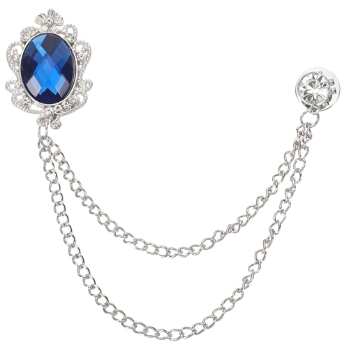 Image of PATIKIL Gem Hanging Chain Brooch Pins, Rhinestone Men's Gem Brooch Suit Pins Lapel Pins for Women Men