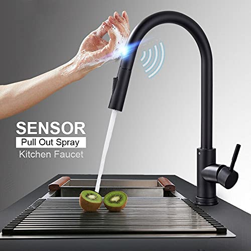 Robinet de cuisine intelligent noir anti-traces avec douchette pivotante - 5