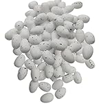 Caiumai 100 Artificial Colored Bird Eggs - Vibrant Decorative Fake Eggs for Easter Decorations, Spring Bird's nest Decorations, Party Supplies, DIY handicrafts, and Photography Props (White 100pcs)
