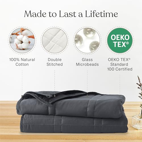 Image of Baloo Weighted Blanket for Adults 20 lb Full /Queen (Midnight, 60 inchx80 inch) | Cool & 100% Cotton | Machine Washable & Dryer Safe | Glass Microbead Fill