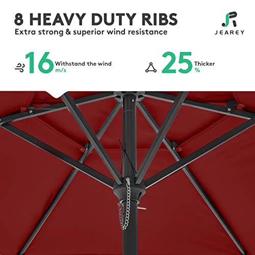 Jearey 11Ft 2-Tiers Patio Umbrellas Outdoor Large Market Umbrella With Crank Lift System 8 Sturdy Ribs Uv Protection Waterproof Sunproof, Red #TOP2