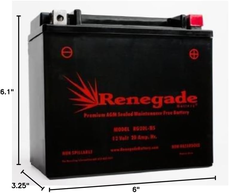ATV Battery; RG20L-BS; Polaris (2015, 2016, 2017, 2018, 2019, 2020) Scrambler 850 XP HO/Scrambler 850 XP HO EPS; ES20LBS, BTX20L-BS, YTX20L-BS
