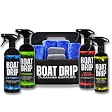 Boat Drip All-in-One Boat Care Kit, Includes One 32oz Exterior, Interior, and Deck Cleaner, One 16oz Restore, 5 Microfiber Towels and Two Restore Pads with Compact Carrying Case