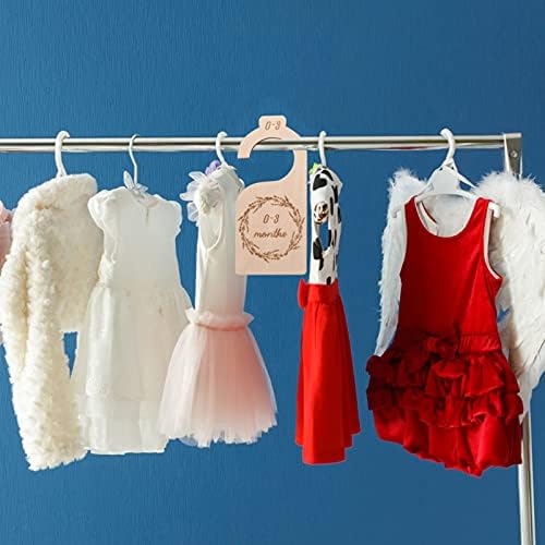 Tomaibaby Wood Baby Wardrobe Dividers, 7Pcs/ Set Nursery Decor from Newborn to 24 Month Durable Baby Closet Dividers Hangers Dividers Organizers Supplies (Style 4)