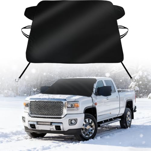 Image of Windshield Cover for Ice and Snow for GMC Sierra 1500 2500 2500HD 3500 3500HD SLT AT4 Denali 2019-2027, Winter Car Windshield Snow Cover, Sag-Proof Frost Protector for Truck