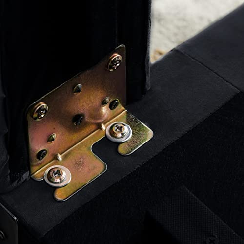 Homsof 59.4" Width Modern Velvet Sofa Jeweled Buttons Tufted Square Arm Couch With 2 Pillows, Black(2 Seater) #TOP7