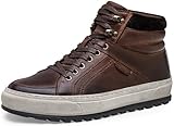 Jousen Fashion Mens Casual Shoes High Top Leather Sneakers for Men (AMY5141A Darkbrown 13)