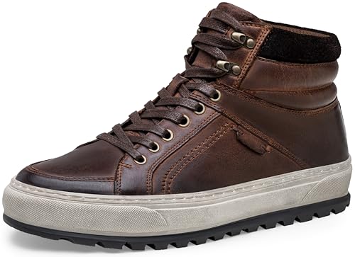 Image of Jousen Mens Casual Shoes Premium Leather Side Zipper High Top Boots Fashion Sneakers for Men