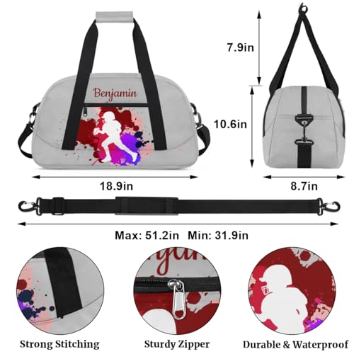Personalized Kids Duffel Bag,Custom Sport Gym Bag for Boys Girls,Weekender Overnight Bags Travel Duffel Bag,Customized Kids Gift American Football Ball2