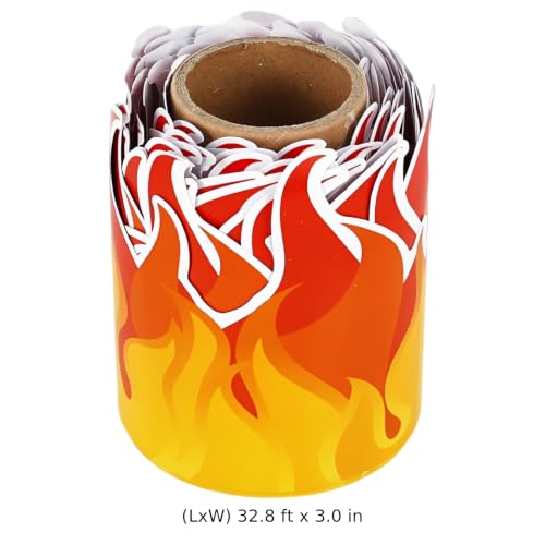 2 Pcs Fire Bulletin Board Border, 32.8 ft / 10 m Red Orange Burning Fire Shaped Die Cut Copperplate Sticker, for Classroom Chalkboard, Party Decorations, School and Back to School Events - Image 6