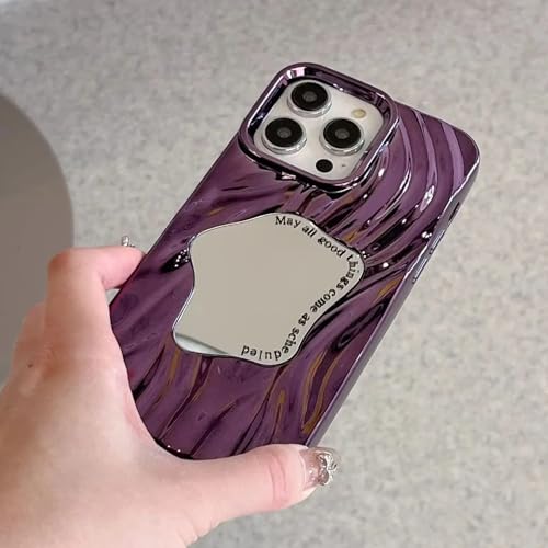 Coque iPhone 14 Pro Max violette en silicone antichoc avec miroir intégré