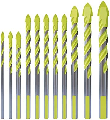 Masonry Drill Bit Set & Concrete Drill Bit 11Piece,Chrome Plated with Industrial Strength Carbide Tip,for Tile,Glass.Brick,Wall,Acrylic,Plastic,Wood,Aluminum Alloy,Thin Iron Plate,Concrete by CSOOM