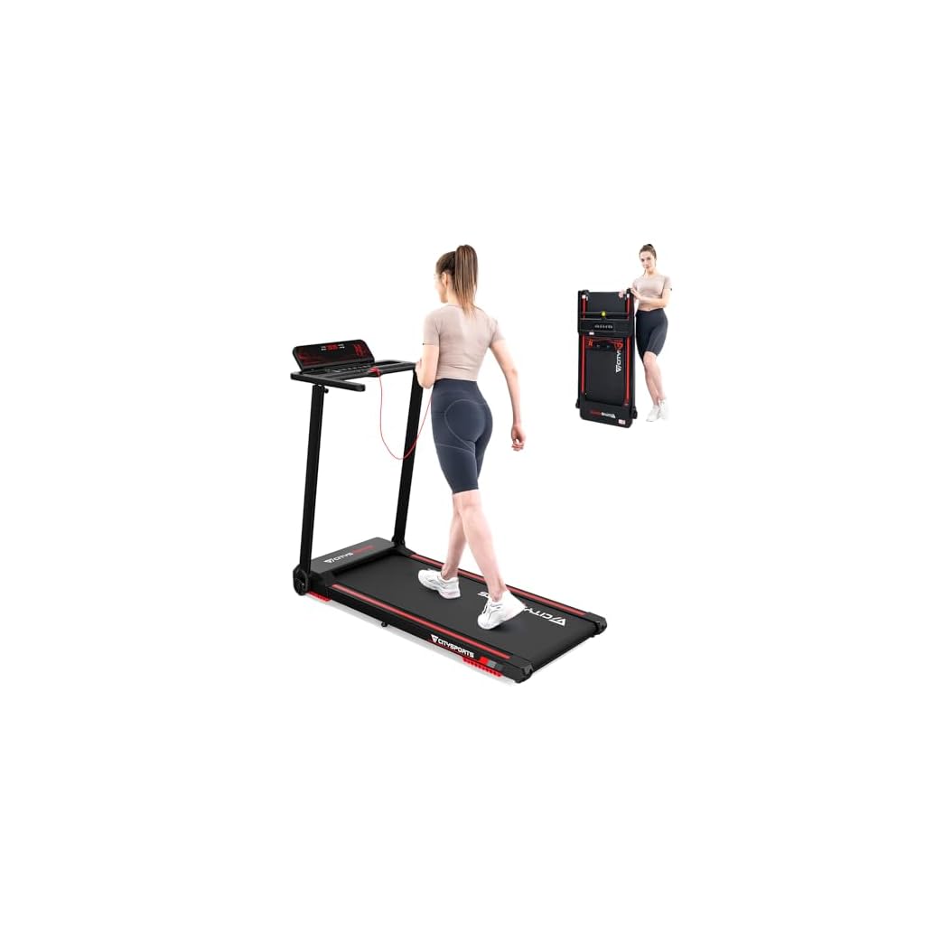 CITYSPORTS Folding treadmill,Foldable Walking Running Machine,2.0HP Motorized Electric Treadmill for Home,Bluetooth Speaker,LED Display & Fitness App,Adjustable Speeds 0.6-7.8 MPH
