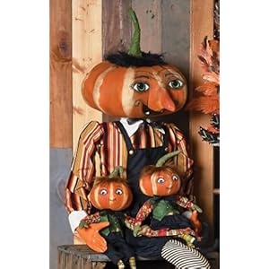 GALLERIE II Halloween Kimberly Pumpkin Head Folk Art Doll Collectible Joe Spencer Gathered Traditions Home Fall Harvest Autumn Decor Decoration Figures Figurines Orange