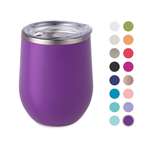 Maars Bev Steel Stemless Wine Glass Tumbler, 12 oz | Double Wall Vacuum