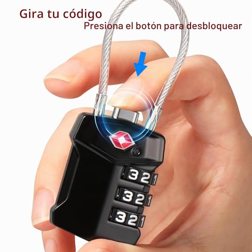 Miniatura 4 de Blendura Candado Maleta Viaje 2 Picks, Candado Tsa Contraseña De 3 Dígitos, Candado Taquilla Gimnasio Para Maletas Viaje Mochila Equipaje