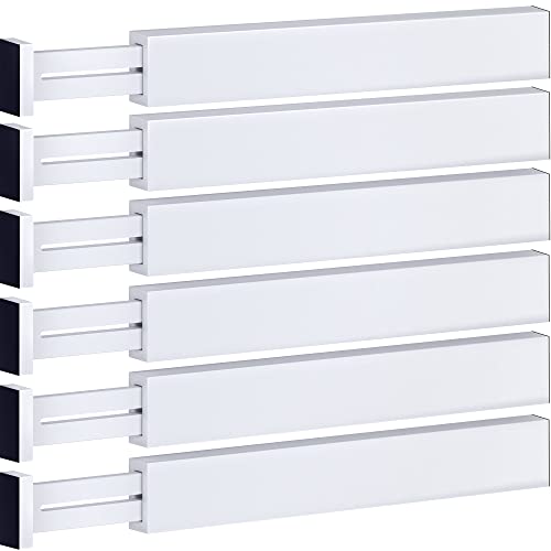 調節可能な竹製引き出し仕切りオーガナイザー - 大型拡張キッチン用品セパレーター ドレッサー 寝室 赤ちゃんの引き出し 浴室 オフィス用 高さ6個セット 17.5~22インチ (ホワイト)