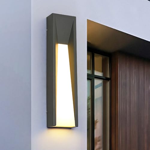 TRIVIDHA Aplique De Pared LED para Exterior, Cuadrado, Largo, Negro, IP65, Resistente Al Agua, Carcasa De Acero Inoxidable, para Casa, Patio, Pasillo, Entrada, Porche Y Patio.