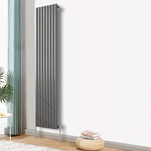 Blümme Vertical Oval Column Single Panel Radiator Anthracite 1800x472mm