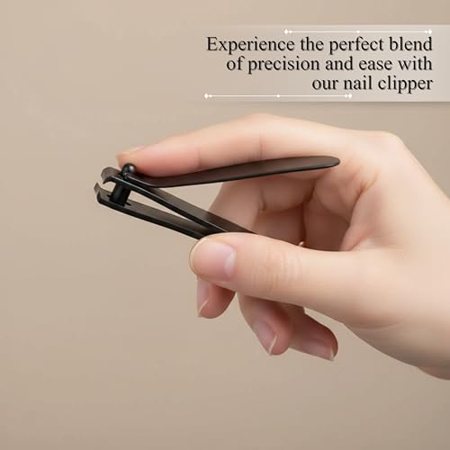 Image of FOLELLO Large Nail Clipper for Men and Women (Black), Nail Cutter for Professional and Home Use, Cuts Precisely Elegant design, Easy to Hold Unisex Nail Clipper /Cutter