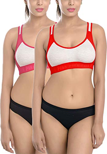 Image of FIMS - Fashion is my style Sports Bra Panty for Women Full Coverage Combo Everyday Bra Panty, See Main Image to Check How Many Sets You Will Get