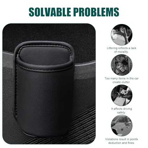 Portavasos para auto de piel sintética negra miniatura 7