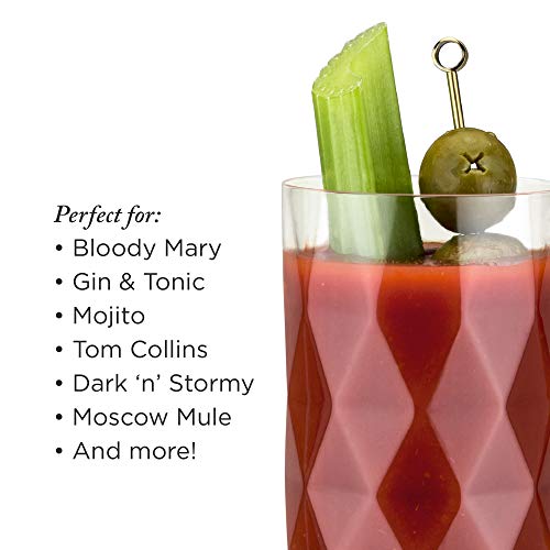 Viski Raye Gem Crystal Highball Tumblers Set Of 2 - Premium Crystal Drinking Glasses, Fancy Highball Cocktail Glassware Gift Set, 14 Oz #TOP4