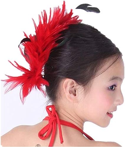 Swimmart Handmade Vintage Feather Flowers Headdress Ladies Accessories Girls Hair Clip Women Party Feather Hair Accessories (Red)