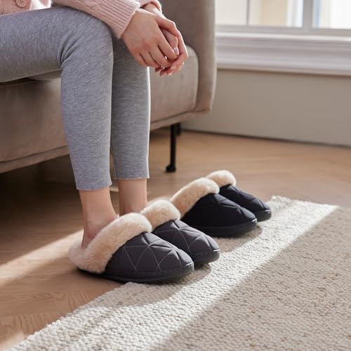 Fuzzy Womens Slippers Memory Foam House Slippers for Women Indoor and Outdoor Cozy House Shoe with Anti-Skid Sole2