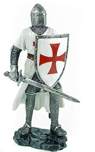 Joh. Vogler Figuren _ Shop Gmbh Alemán Kreuzritter con Signo De Y Espada Caballero Cruzada Blanco Capa Decoración Escultura