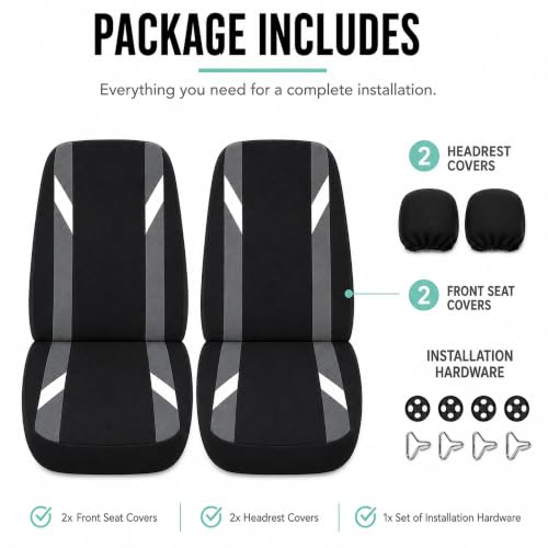 Image of FH Group FB033GRAY102 Bucket Seat Cover (Modernistic Airbag Compatible (Set of 2) Gray)